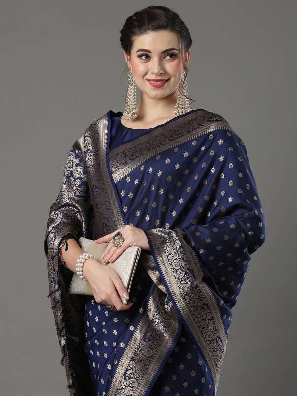 Navy Blue Saree Buy Trendy Navy Blue Saree Online in India Myntra