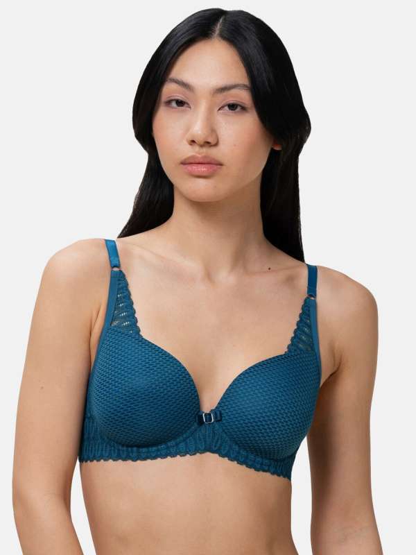 Buy online Teal Transparent Strap Back T-shirt Bra from lingerie for Women  by Softy for ₹320 at 20% off