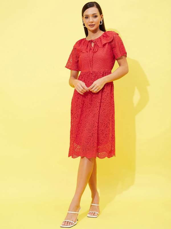 Red lace dress online india new arrivals