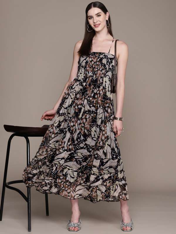 Label Ritu Kumar Black Printed Maxi Dress Buy Label Ritu Kumar Black Printed Maxi Dress online in India
