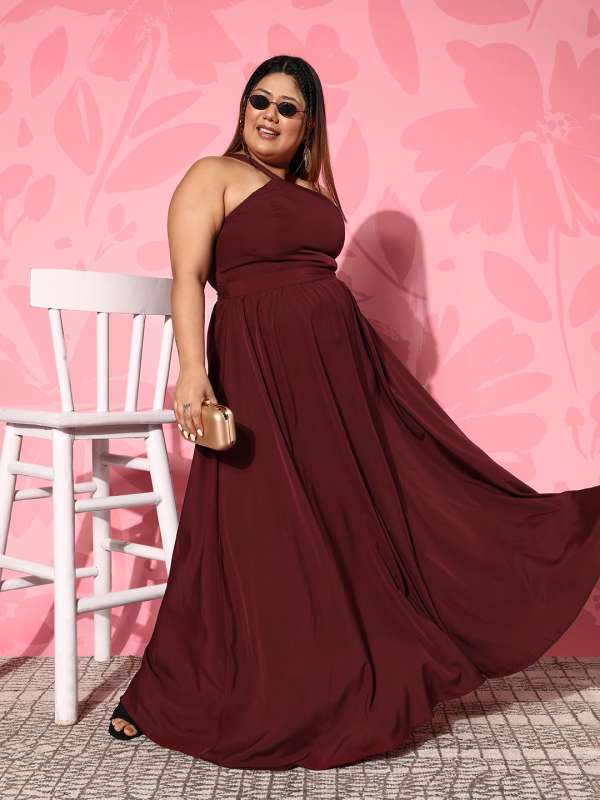 Maroon shop dress myntra