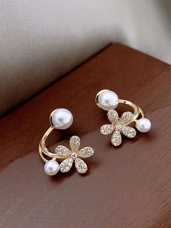 Sara  Classic Bridal Crystal Pearl Earrings  The White Collection