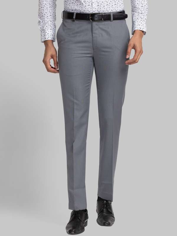 Buy Park Avenue Dark Grey Slim Fit Flat Front Trousers for Mens Online   Tata CLiQ