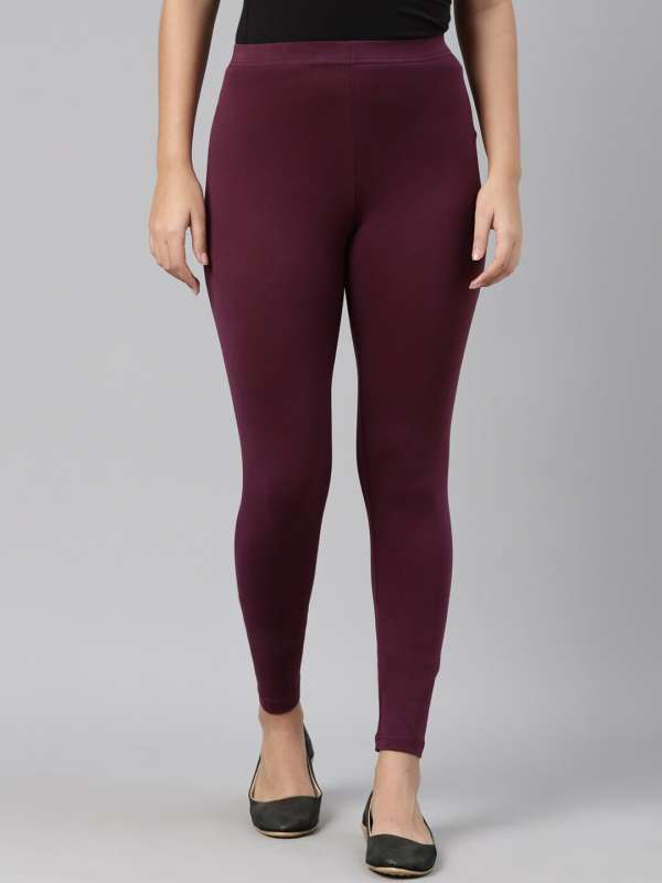 Buy GO COLORS Women Solid Lilac Ankle Length Leggings at