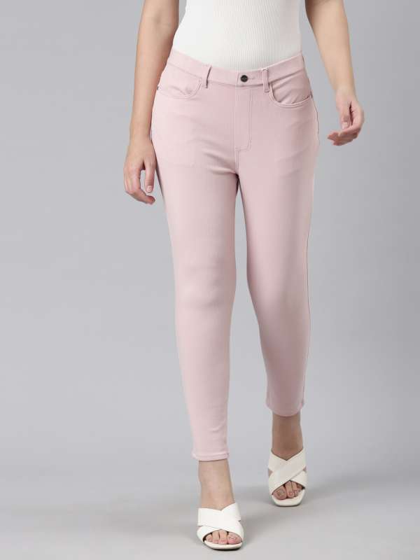Pink jeggings online top