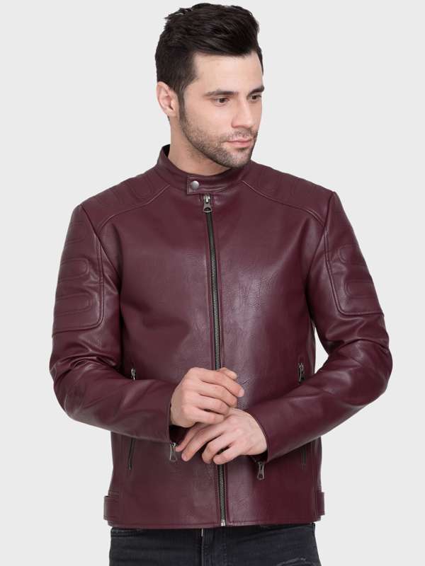 Maroon Jacket Leather Buy Maroon Jacket Leather online in India