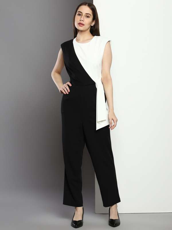 Calvin klein striped jumpsuit hot sale