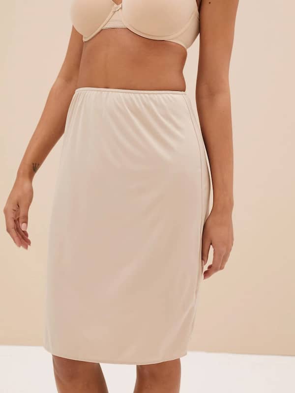 Ziya Pure Cotton Skirt Slip with SideSlit Beige XXLarge  Amazonin  Clothing  Accessories