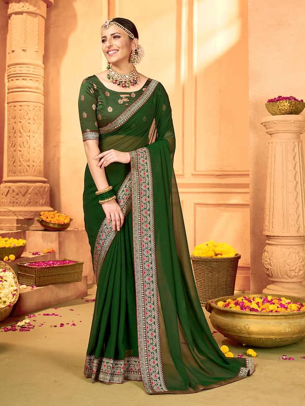 Silk Woven Saree In Lime Green Colour - SR1357228