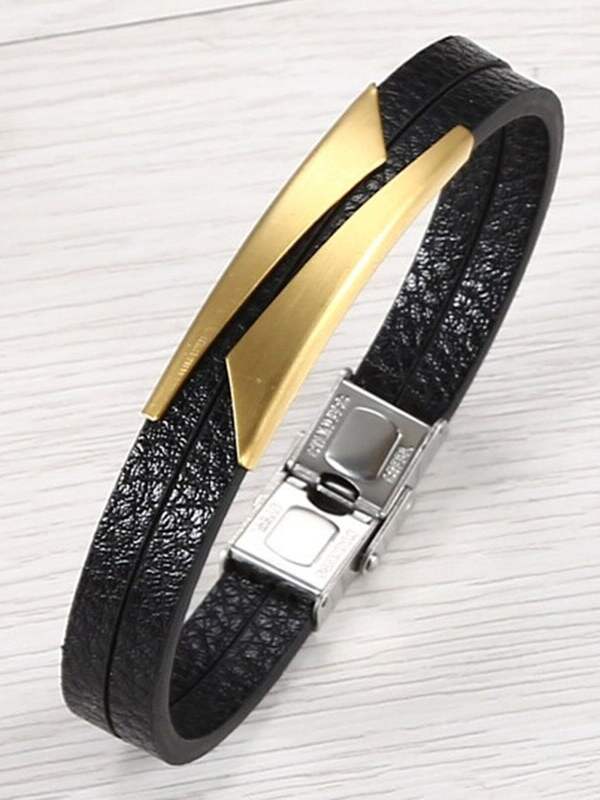 Gold and Natural Diamonds Men's Leather Bracelet | Man gold bracelet  design, Mens bracelet silver, Mens diamond bracelet