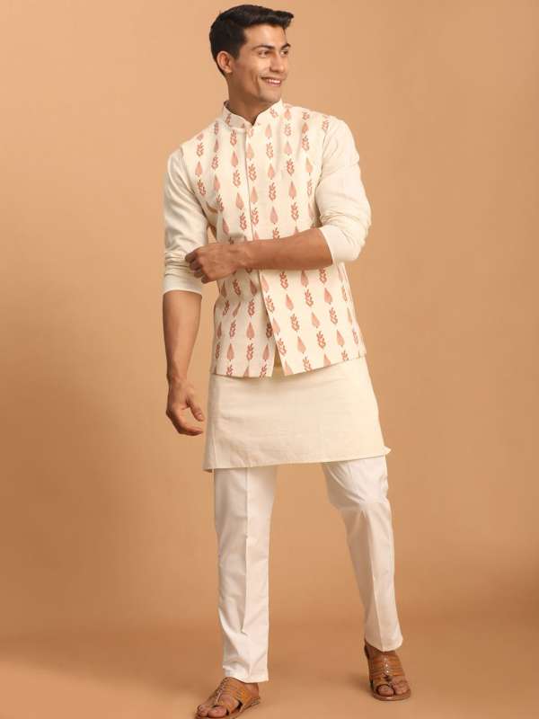 White pathani sales with jacket