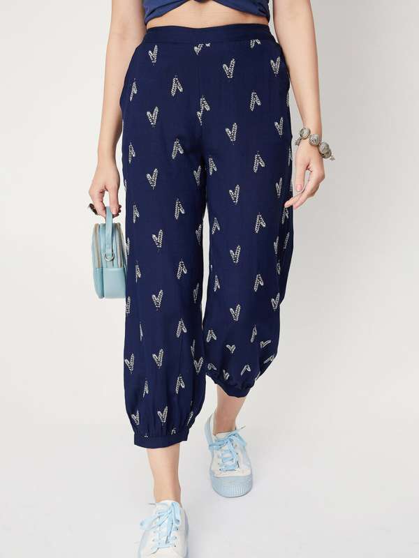 dash and dot Casual Trousers  Buy dash and dot Tonal Blue Printed Pant  Online  Nykaa Fashion