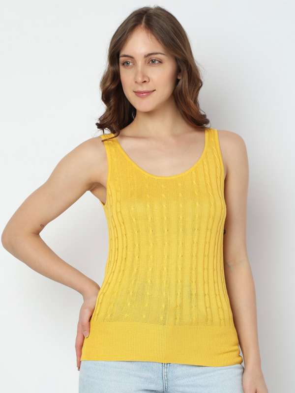 Yellow Sleeveless Tops Buy Yellow Sleeveless Tops online in India