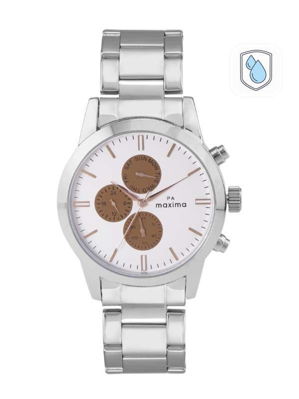 Maxima white analog watch online