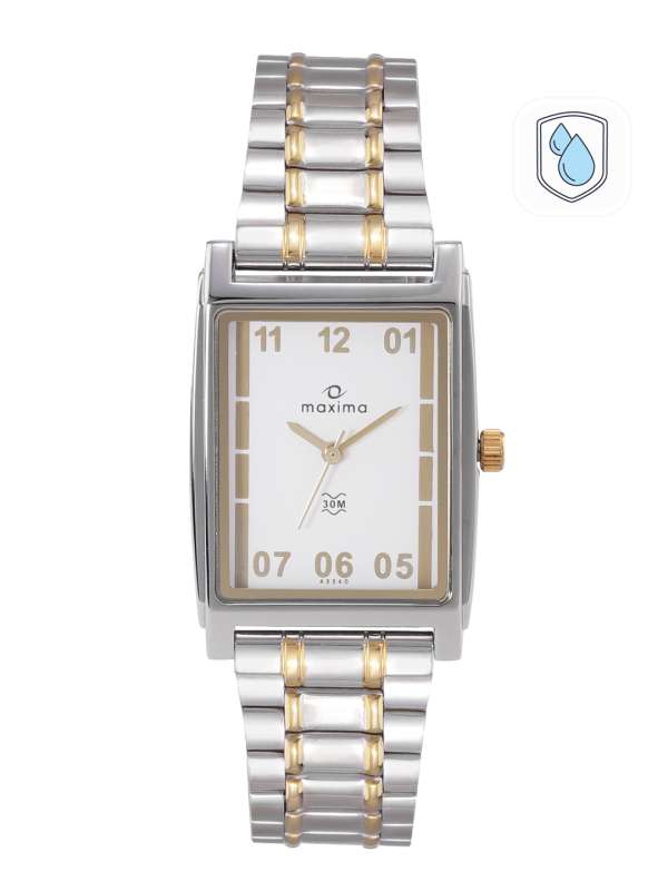 Maxima white analog watch clearance