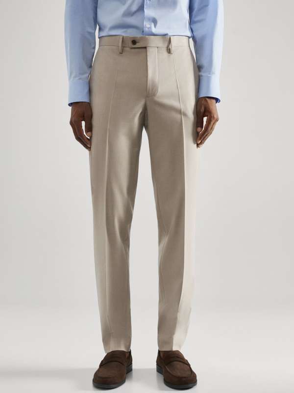 Mango Jhonny Belted Trousers, Light Beige, 6
