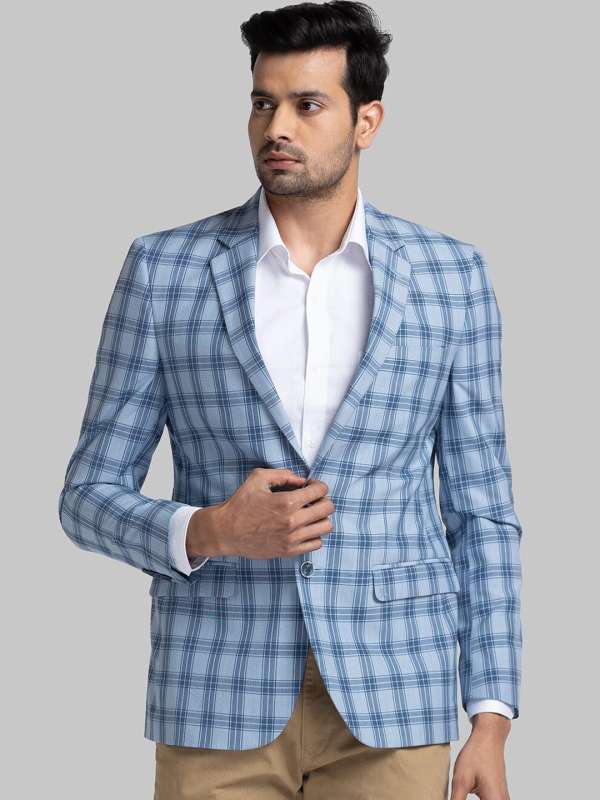 Raymond blue check blazer best sale