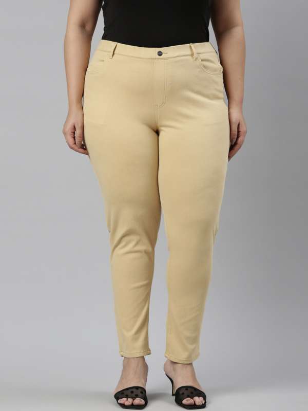 Buy Go Colors Women Yellow Cotton Jeggings Online at Best Prices in India -  JioMart.