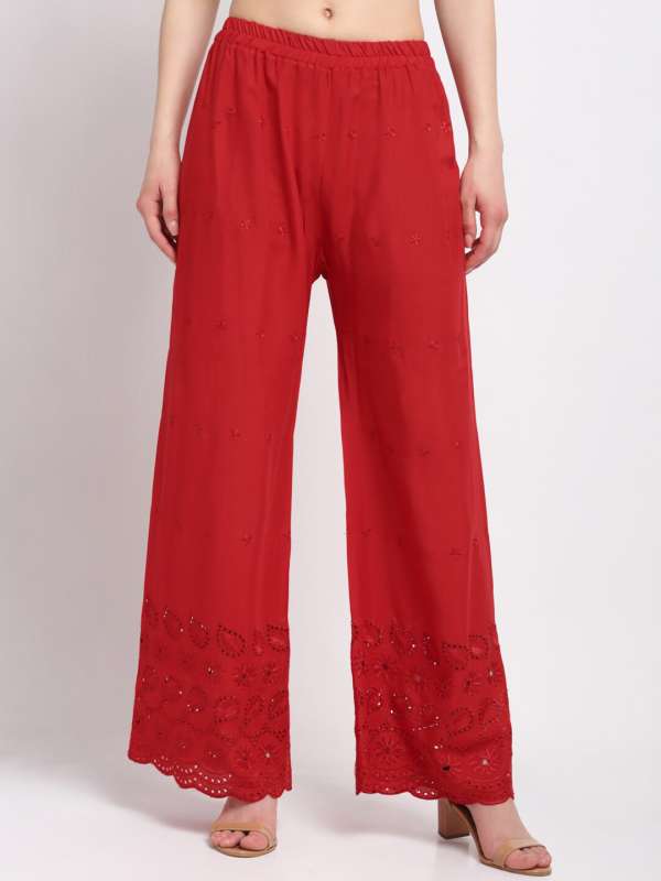 Palazzo pants sale red colour