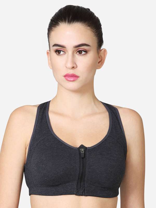 PLUMBURY Padded front zip sports Bra Women Full Coverage Lightly Padded Bra  - Buy PLUMBURY Padded front zip sports Bra Women Full Coverage Lightly Padded  Bra Online at Best Prices in India
