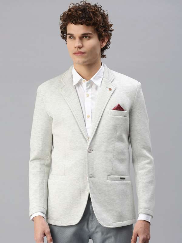 Off White Solid Blazer Buy Off White Solid Blazer online in India