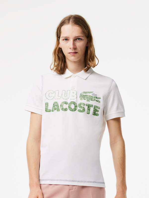 Lacoste White Printed Polo Collar Tshirt Buy Lacoste White Printed Polo Collar Tshirt online in India