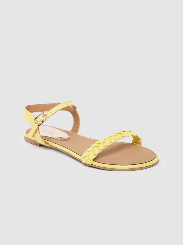Yellow peep toe flats hot sale