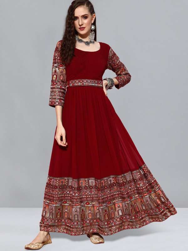 Maroon and off white dress new arrivals