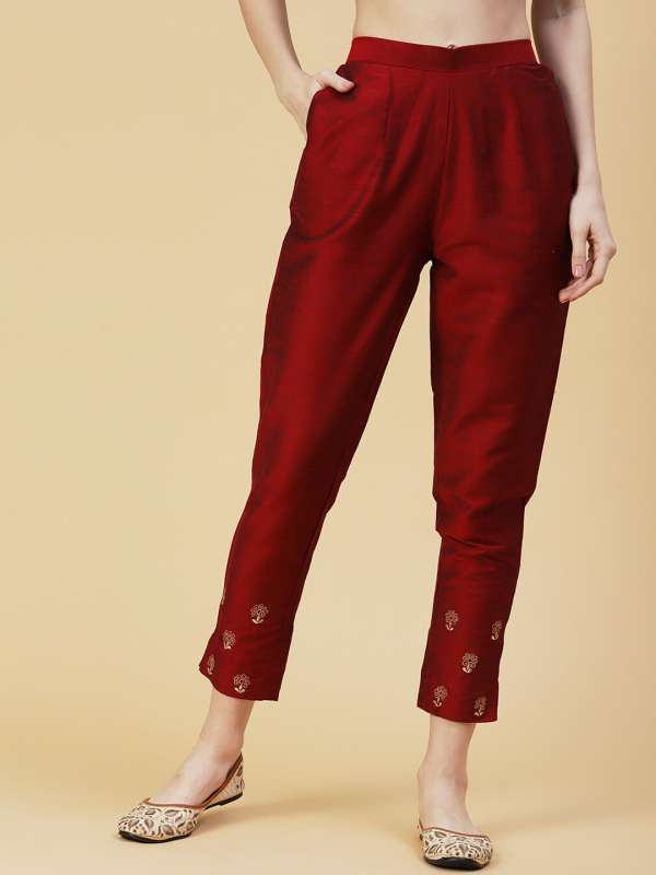 Go Colors Pants  Buy Go Colors Women Solid Cream Straight Fit Silk Pant  L Online  Nykaa Fashion