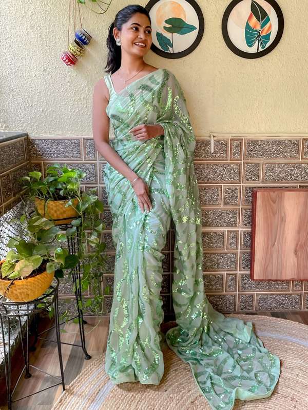 Myntra green saree online