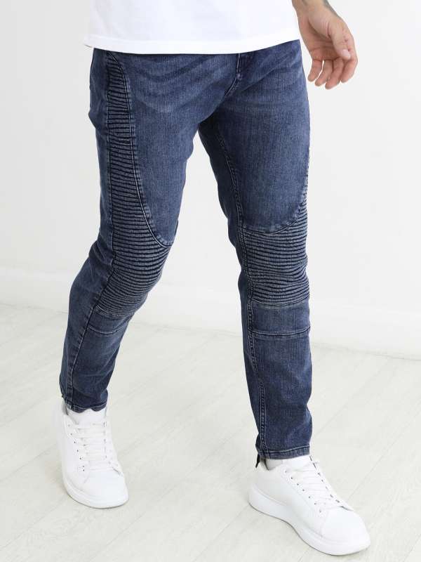 Men Casual 100 Cotton Denim Jeans Pants Straight Leg Trousers Pleated  Front  eBay