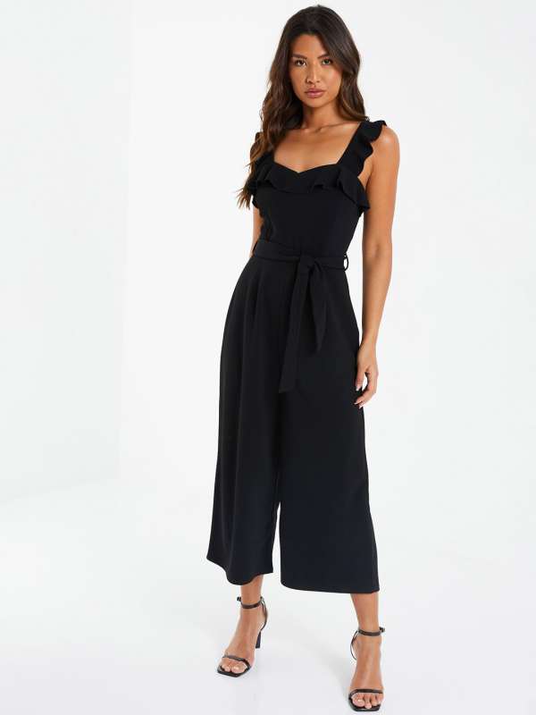 Black jumpsuit with flats hotsell
