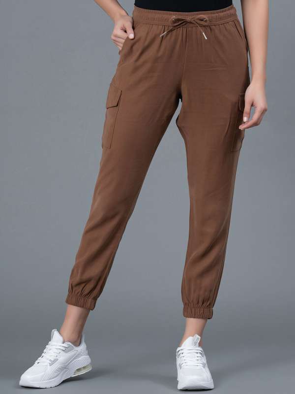 Buy Cottinfab Women Brown Solid midRiseStraight fit Cigarette Trousers  at Amazonin