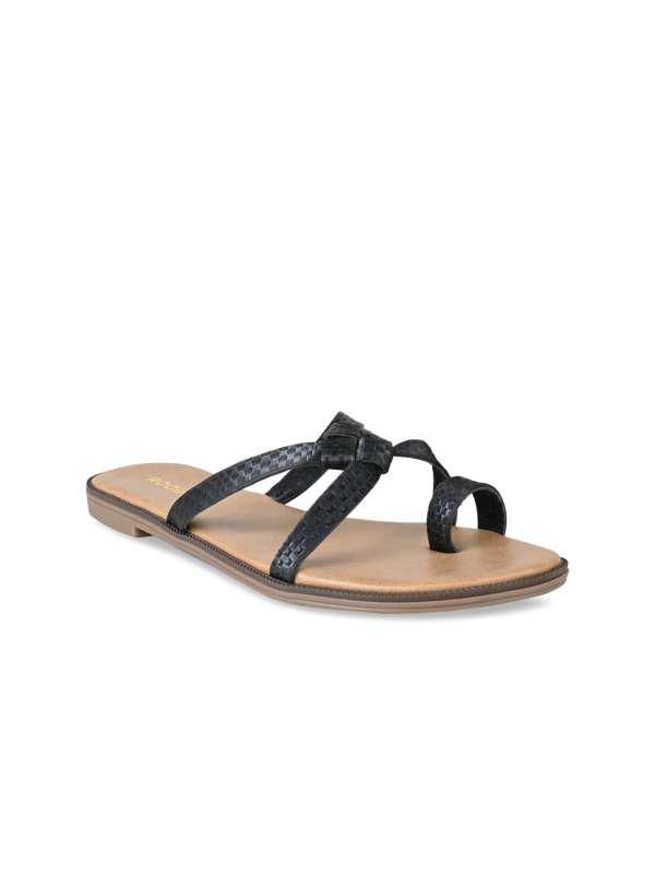 Buy ALMOST HERE BLACK THONG STRAP FLAT SANDALS for Women Online in India