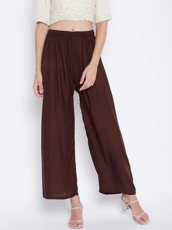 Shop Wardrobe Solid Brown Pants with Belt Detail Online – Westside