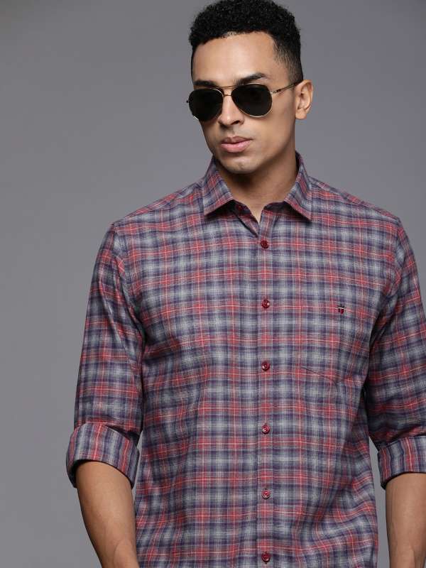 LOUIS PHILIPPE Men Checkered Casual Purple Shirt - Buy LOUIS PHILIPPE Men  Checkered Casual Purple Shirt Online at Best Prices in India