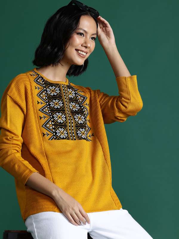 Yellow sweater top on sale