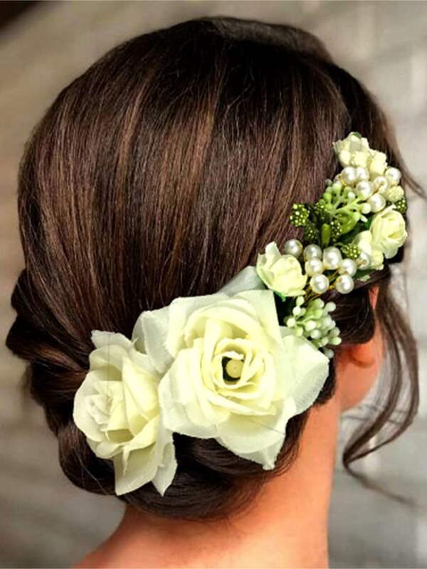 Buy Hair Flare Womens White Hair Accessories 2154 Artificial Flowers  Bridal Hair Pins Clips Accessories for Women Pack of 1 Online at Low  Prices in India  Amazonin