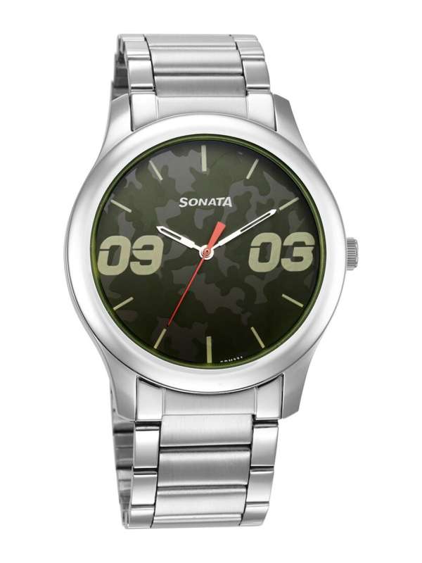 Sonata stainless on sale steel watch