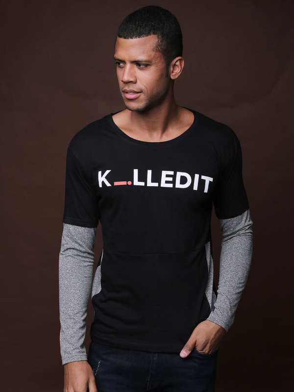 Black full sleeve top t shirt online shopping