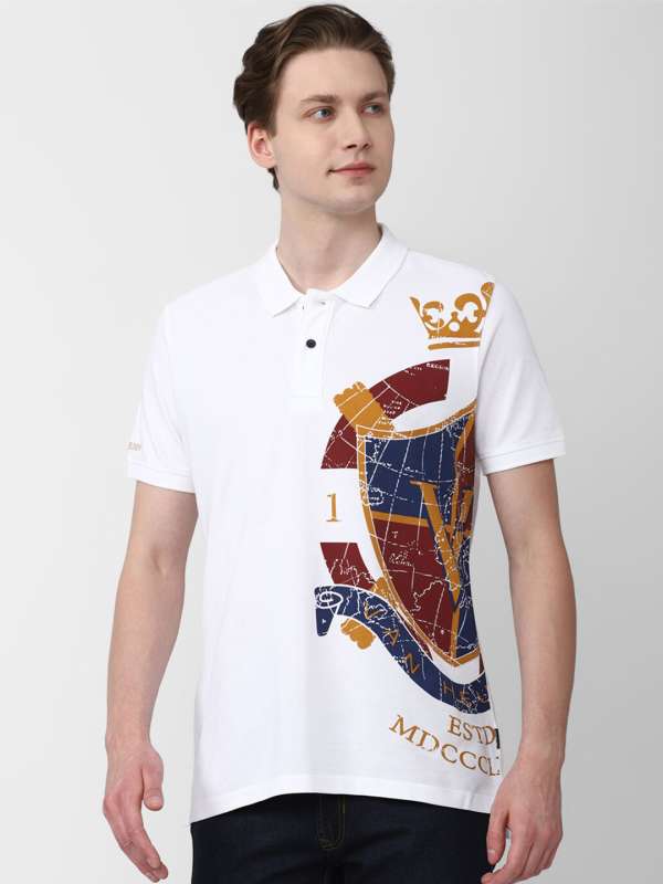 Van Heusen Sport White Printed Polo Collar Tshirts Buy Van