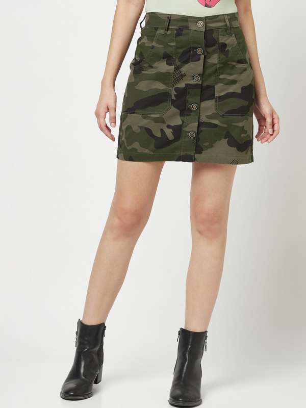 Army print skirt cheap