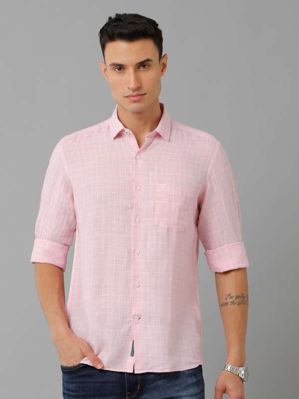 Buy Men's Trig Soft Pink Linen Shirt Online
