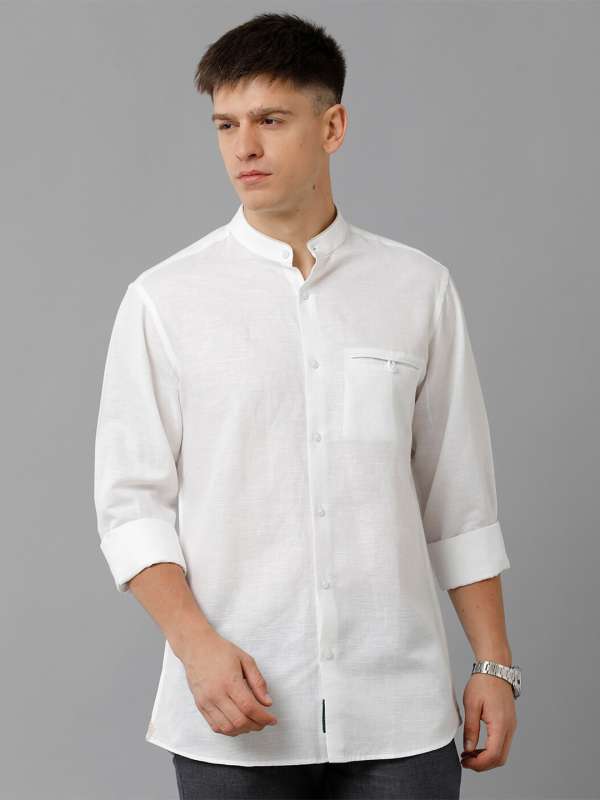 Mens mandarin collar shirt casual store