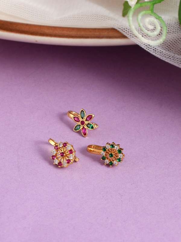 Meenakari nose pin top