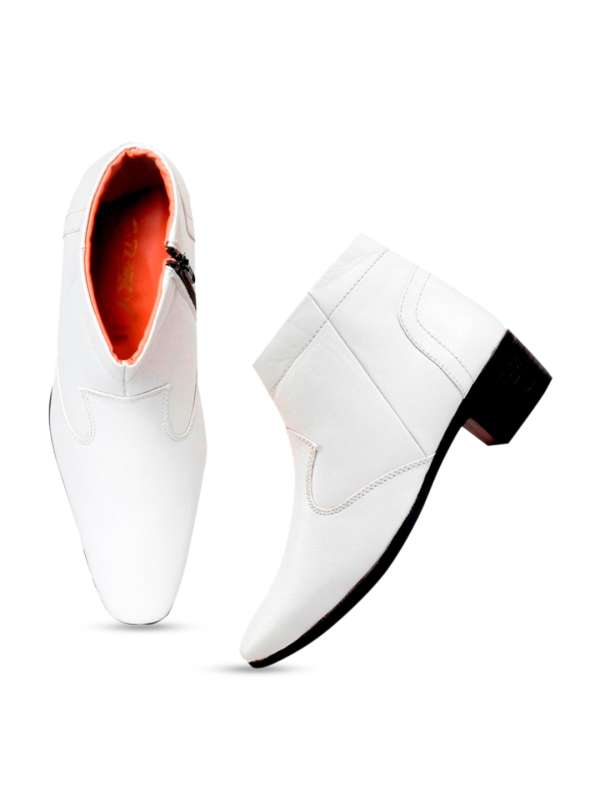 Mens white leather boots top