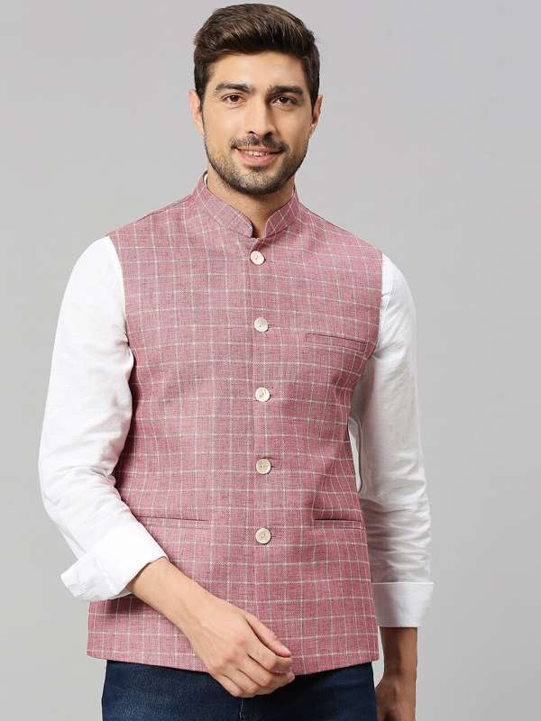 Checked sales nehru jacket