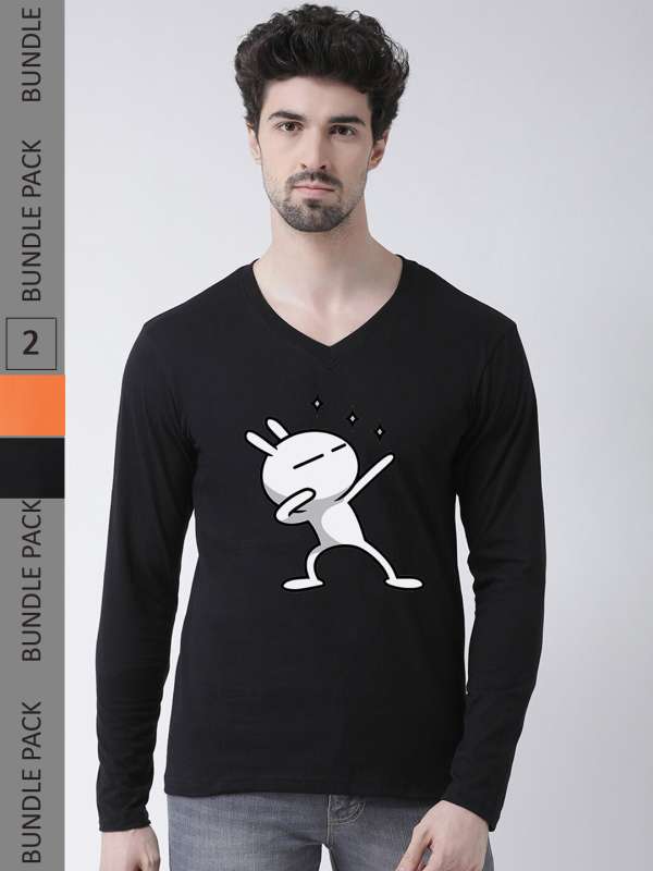 V Shape Long Sleeve Tshirt - Buy V Shape Long Sleeve Tshirt online in India