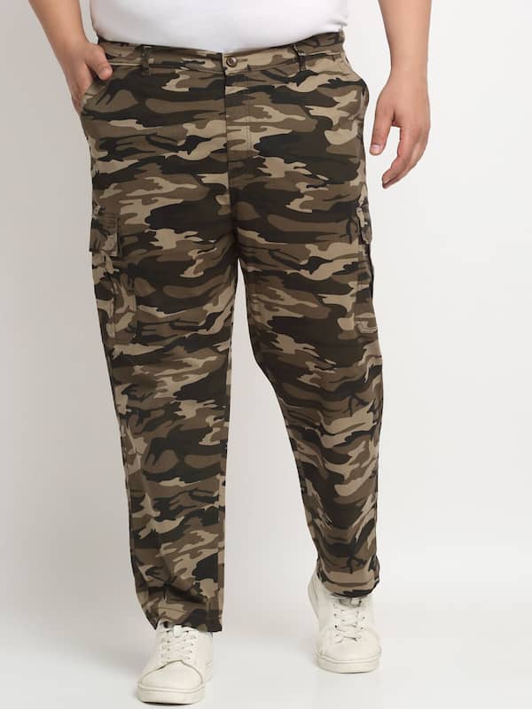 Buy Online Plus Size Men Navy  Blue Camouflage Cotton StraightFit Track  Pants at best price  Plussin