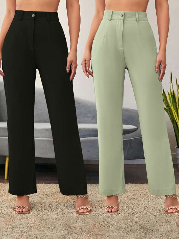 Khaki Paisley Wide Leg Soft Trousers  Womens Trousers  Select Fashion  Online